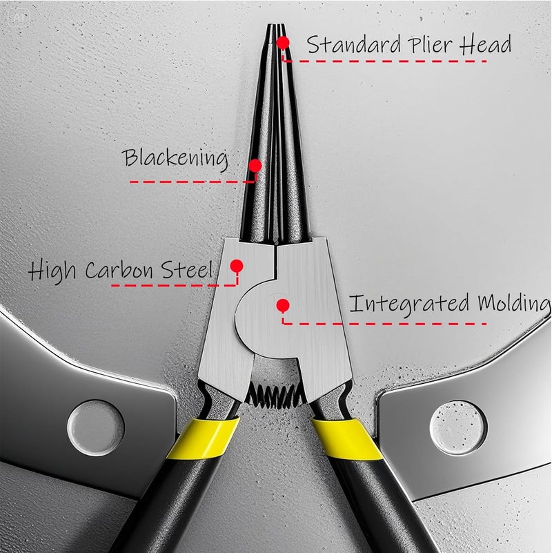 BJDSI Straight External Snap Ring Pliers 9 inch,Internal Spring,Anti-Rust,Head Size:0.08". - Image 3